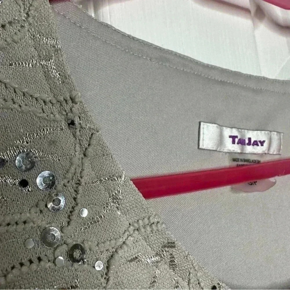 Tanjay Sequined Shirt 3/4 Length Sleeves Grey Size Small - Picture 2 of 15